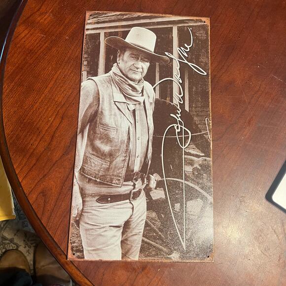 John Wayne Other - John Wayne Tin Sign The Duke Western Blank and White Cowboy Signature Retro